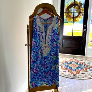 Lilly Pulitzer. CARLOTTA STRETCH DRESS IN BLUE PERI PINCH PINCH.  Size 16